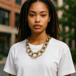 Source Unknown Chunky Gold Link Necklace